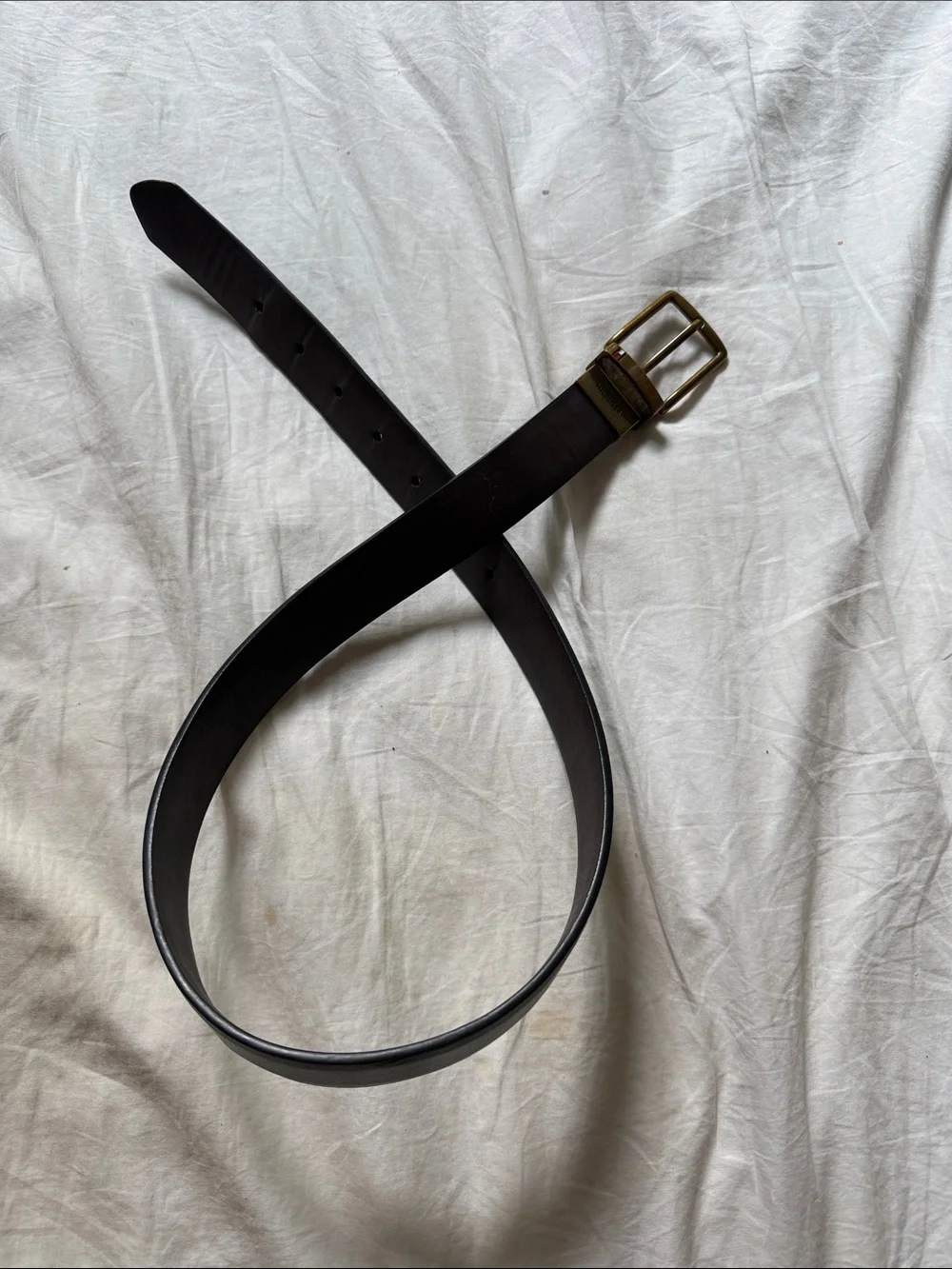 Tommy Hilfiger Kids Black Leather Belt with Gold Buckle